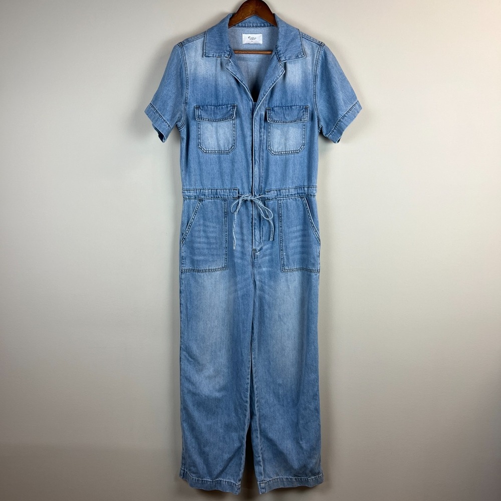 KanCan Wide Leg Jumpsuit Women XL Blue Denim Coverall Western Boho Classic Retro